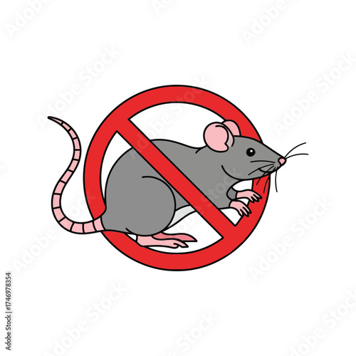 Pest control sign showing rodent infestation crossed out for extermination services vector