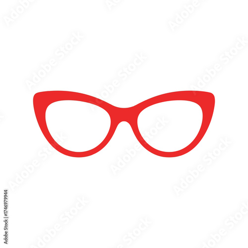 Vibrant red cat eye eyeglasses with clear lenses isolated on a clean surface vector