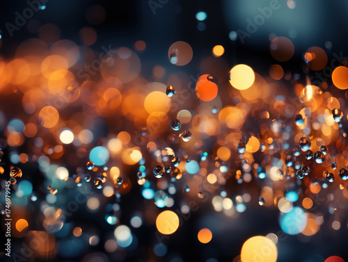 Shimmering Droplets with Bokeh Lights