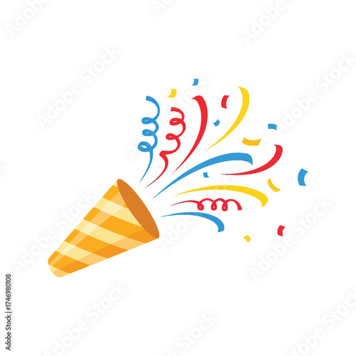 Celebration party popper confetti blast festive occasion surprise fun explosion vector