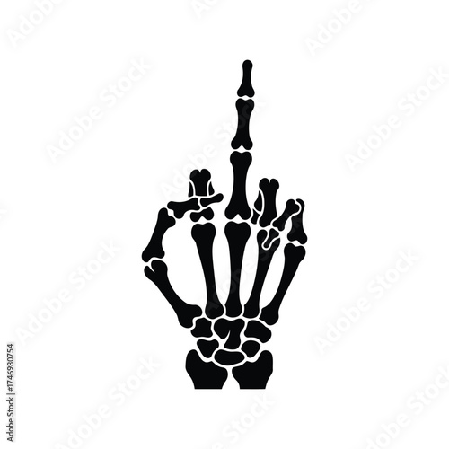Skeleton hand middle finger up halloween spooky icon graphic vector vector