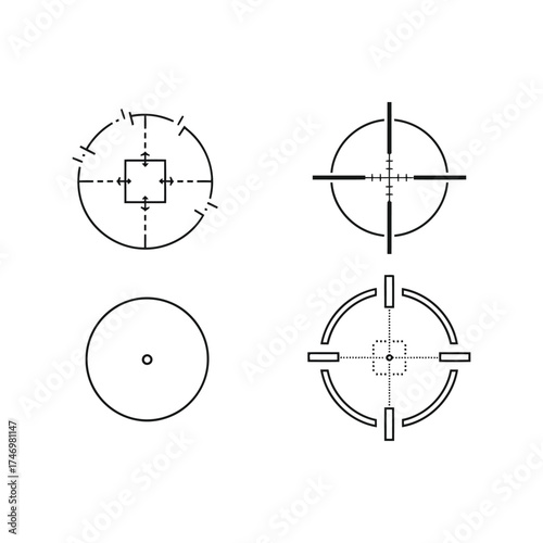 Crosshair reticle targets aiming precision focus symbol graphic elements vector