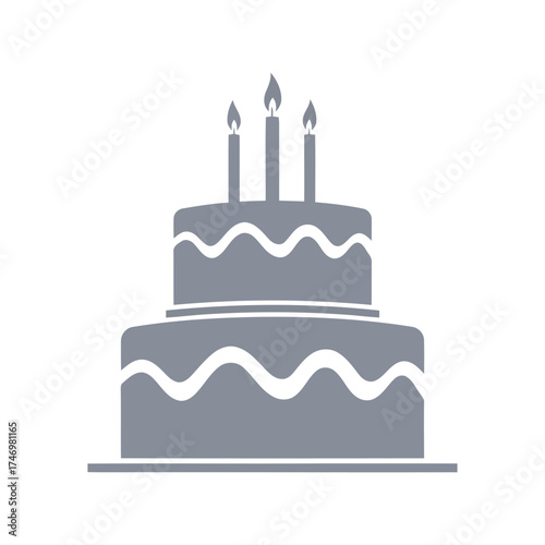 Celebration birthday cake with candles simple icon vector graphic vector