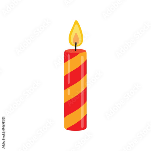 Vibrant birthday candle with swirling stripes and flickering flame vector