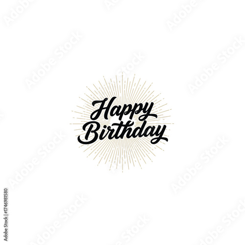 Elegant happy birthday text design modern calligraphy celebration greeting vector