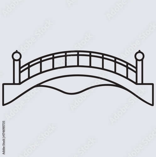 bridge over river silhouette vector art illustration, bridge sign vector illustration