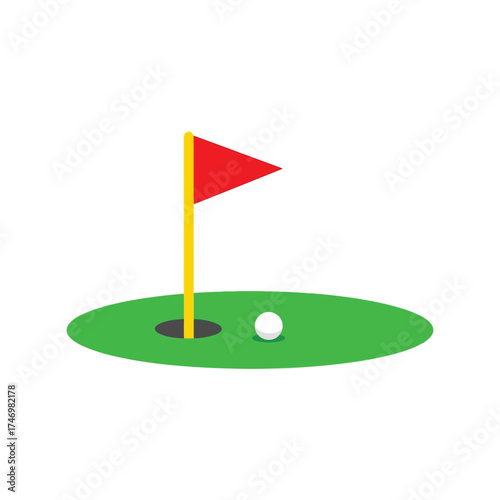 Golf hole flag ball green sport recreation outdoors activity club icon vector