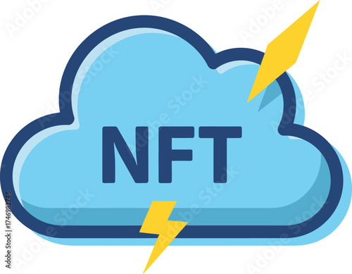 NFT Cloud Icon with Lightning Bolt