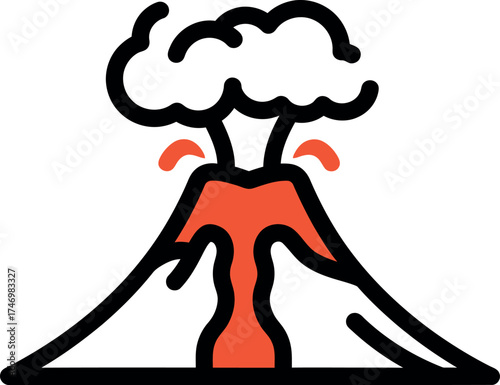 Volcano eruption icon, vector illustration