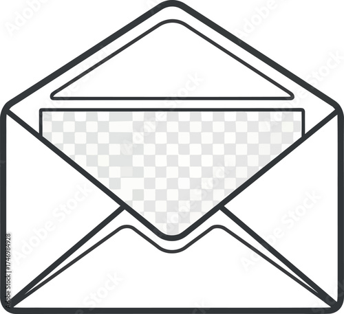 Open Envelope Icon, Simple Outline