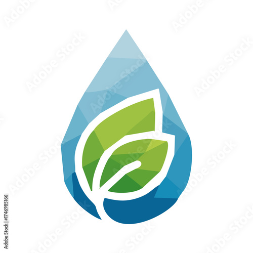 An illustrative eco-friendly green leaf icon with water drops is a symbol for natural organic plant ecology design and environment concept vector illustration