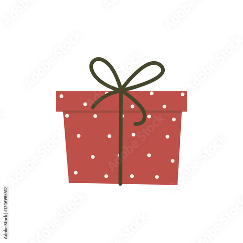 Hand Drawn Christmas Gift Box Illustration, Minimalist Festive Present With Bow