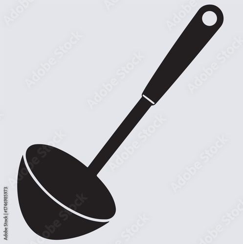 kitchen ladle silhouette vector art illustration, vector illustration of a spoon