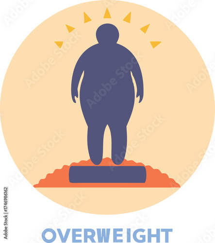 Obesity symbol overweight human silhouette medical health concept graphic representation vector