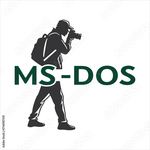Photographer Silhouette with MS-DOS Text Logo Concept