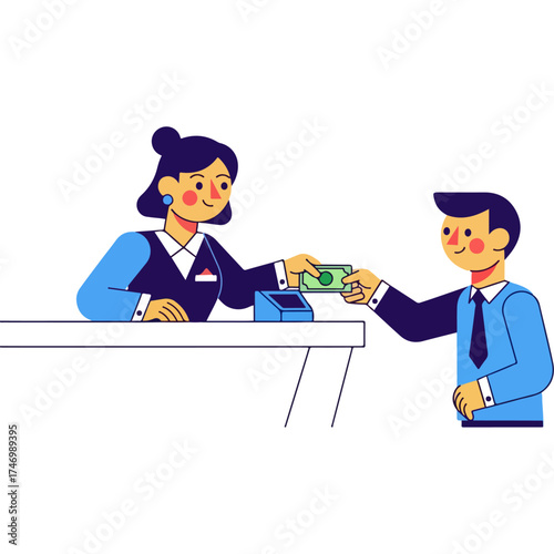 Bank Teller Assisting Customer with Financial Transaction.
