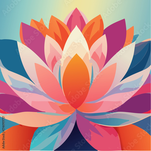 Lotus flower bloom with vibrant colors