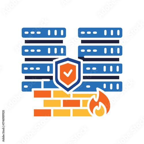 firewall rules black line icon. Vector isolated element