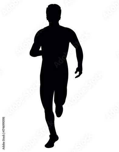 Isolated Running Man Silhouette Front View