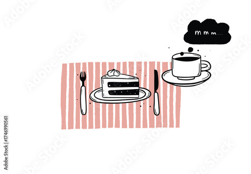 Coffee and сake  vector doodle illustration