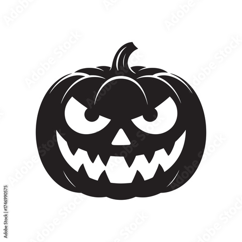 Spooky black silhouette of a jack o lantern with a scary face for halloween