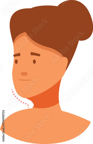 Patient planning cosmetic surgery on chin, showing cutting lines for future operation