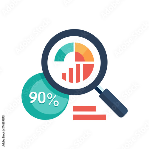 magnifying glass and business graph