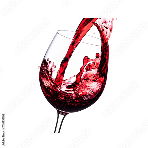 Untitled design - Elegant Red Wine Splashing into Crystal Glass, captured mid-pour on white background” Prompt 