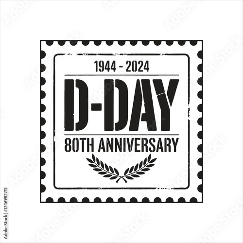 D-Day 80th Anniversary Vintage Stamp Design,
80 Years of D-Day Commemoration Badge,
Military Style D-Day Anniversary Typography,
D-Day 1944-2024 Historic Celebration Logo,