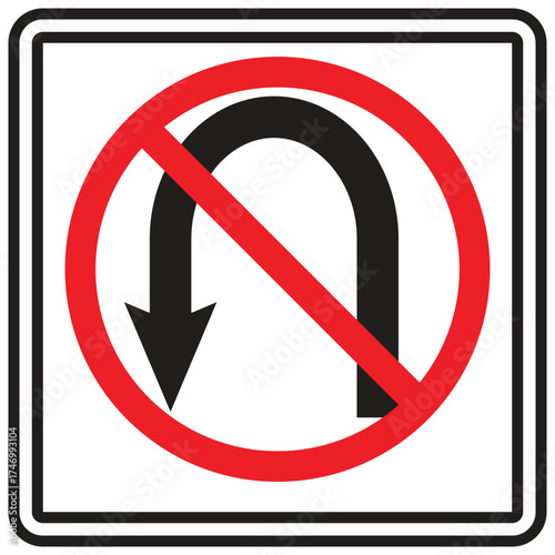 No u-turn traffic sign graphic symbol for road safety and driving regulations vector