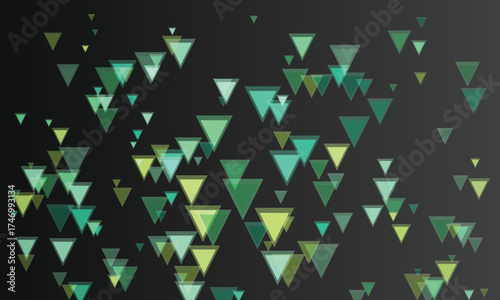 Geometric Triangle Pattern Dark Green Background with Minimalist Design Elements