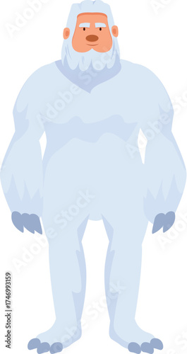 Yeti bigfoot standing with grey hair and beard cartoon character