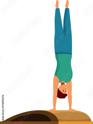 Man performing headstand yoga pose, promoting balance, strength, and mindfulness
