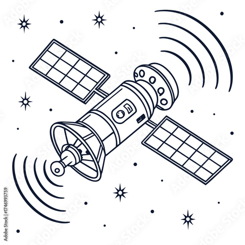 Vector art of satellite in space