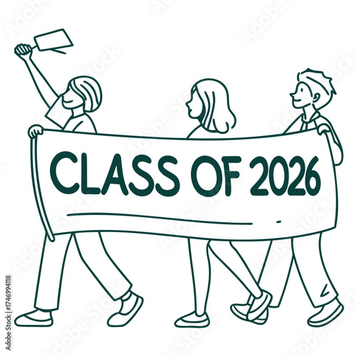 Vector art of students celebrate class of 2026