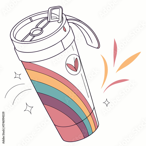 Vector art of tumbler with rainbow