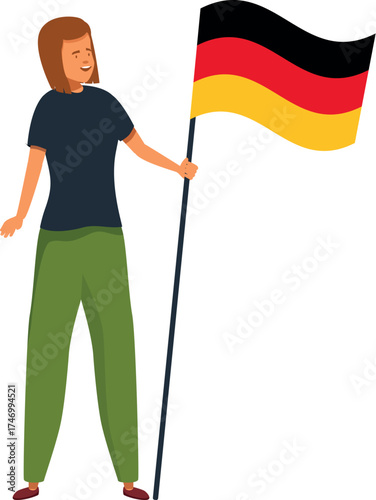 Young woman proudly holds the german flag, symbolizing national pride and identity