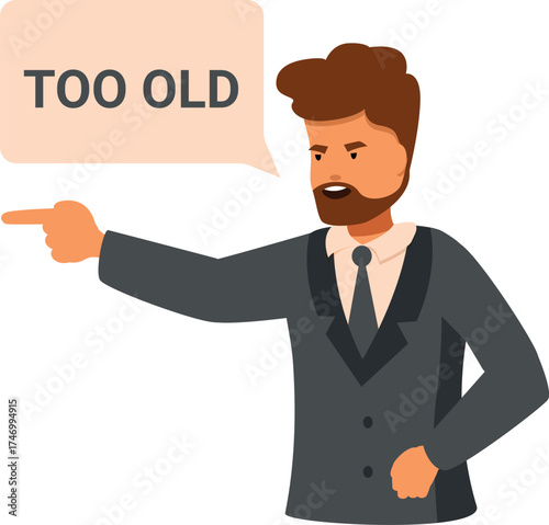 Manager pointing his finger and complaining that someone is too old, age discrimination concept