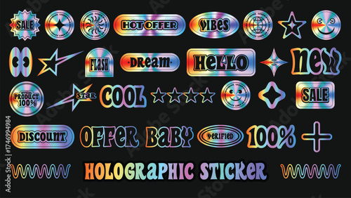 Hologram y2k groovy patch stickers