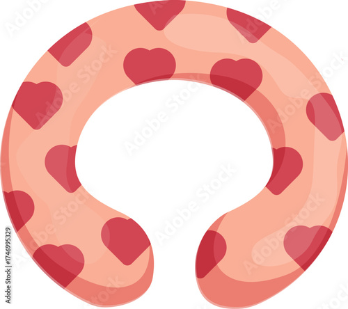 Comfortable inflatable neck pillow with a heart pattern, perfect for traveling and resting on long journeys