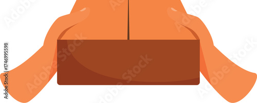 Hands carefully holding a cardboard box, representing package delivery and shipping services