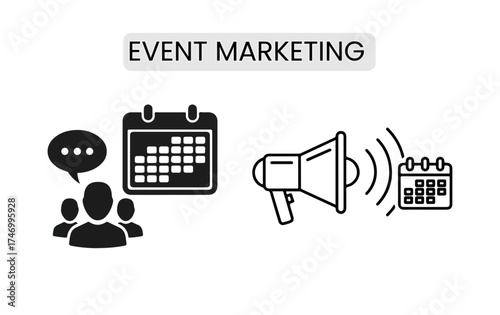 Event Marketing Icon Set Isolated Vector Illustration Concept With Icon Of Event, Tag, Earth Globe, Megaphone, Invoice, Shopping Bag In Glyph Style