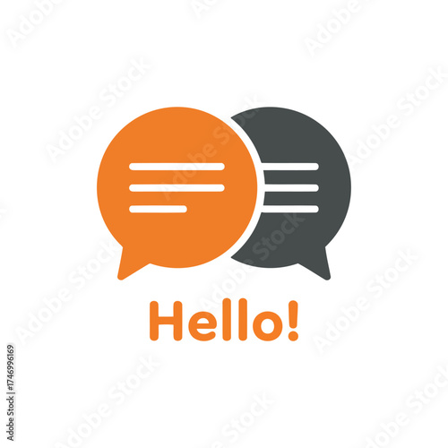 Vector art of two chat bubbles with text hello