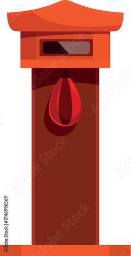 Traditional makiwara kicking post with punching bag is waiting for karate training