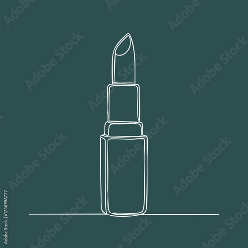 Minimalist Line Drawing of a Lipstick with a Simplified Outline on a Dark
