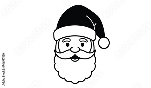 Hand drawn sketch of santa claus face festive holiday character iconic christmas symbol festive celebration season greeting jolly spirit winter joy isolated on white background