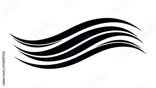 Abstract flowing ocean wave curves in black and white