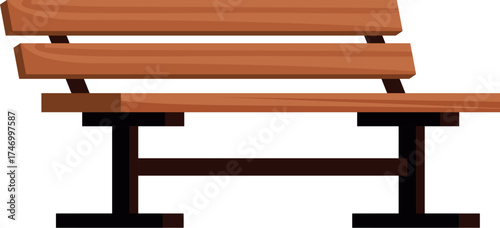 Empty wooden park bench presenting a peaceful spot for relaxation