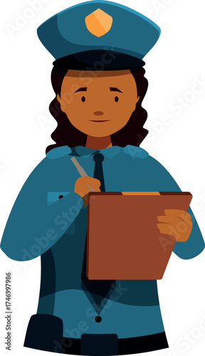 Police officer diligently taking notes, upholding law, and maintaining public order