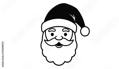 Whimsical hand drawn sketch of santa claus face icon perfect for festive holiday designs and christmas decorations digital art isolated on white background